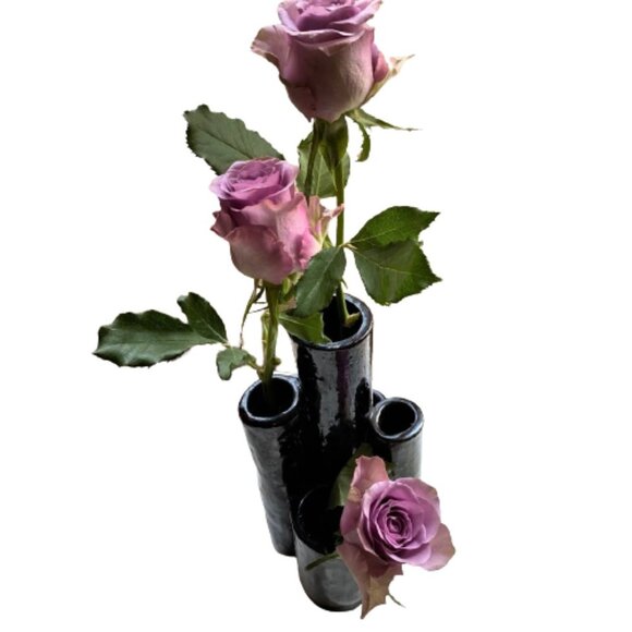 6 hole multi hole & height ceramic glazed bud vase - Picture 1 of 16